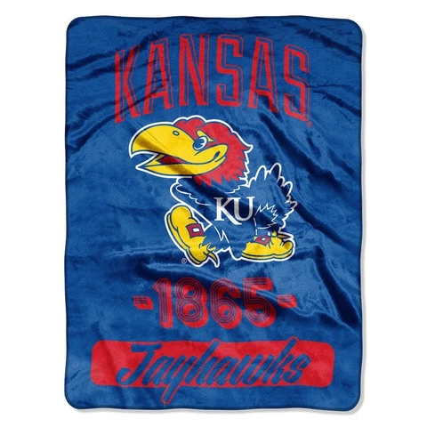 Kansas Jayhawks Plush 46" by 60" Micro Raschel Throw Blanket - NCAA Cover