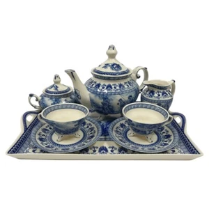 Juego de té de porcelana de 16" azul Liberty con bandeja - reproducción antigua - Imagen 1 de 6