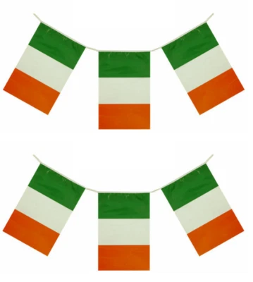 24ft St Patricks Day Flag Bunting Ireland Irish Party & Pub Decoration Banner - Image 1 of 2