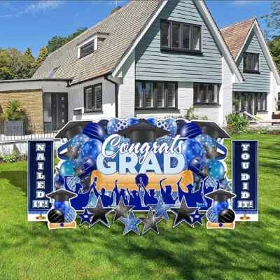 Expositor de letreros de graduación azul de gran tamaño congraduaciones, graduación de fiesta de 11 piezas Foto 1 de 4