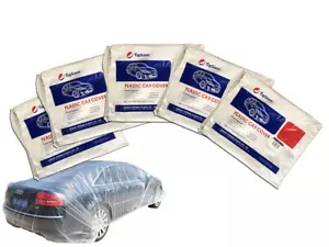 CLEAR DISPOSABLE PLASTIC CAR COVER RAIN DUST GARAGE 16' X 24' PACK OF 5 COVERS - Picture 1 of 6
