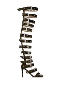 AZALEA WANG HARLOWE TARNFARBENE OVERKNEES-SANDALE MIT SCHNALLEN Größe 10 - Bild 1 von 5