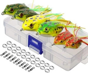 6 Fishing Frog Lures Pike Perch Bait savage Surface Soft Rubber Chub Trout Gear - Picture 1 of 7