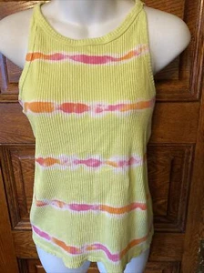JUSTICE Bright Yellow Pink Orange Striped T-Shirt TANK TOP, Girls XLP (16P/18P) - Picture 1 of 6