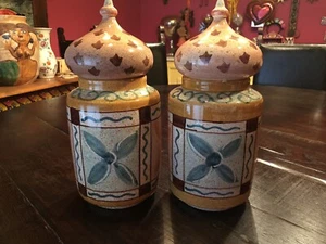 Neiman Marcus Vtg Unique Set Of 2 Large Medici Canisters Jars Made In Italy - Picture 1 of 6