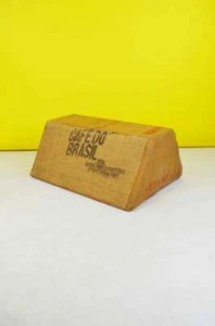 VINTAGE STIL POUF AUS HOLZ MIT JUTE BESCHICHTET - Bild 1 von 7
