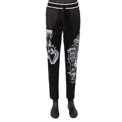 DOLCE & GABBANA DG Logo King Sicily Tradition Jogger Trousers White Black - Image 1 of 4