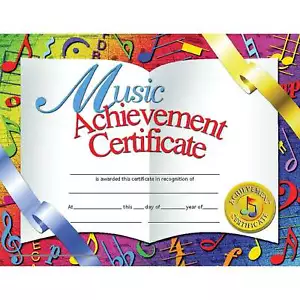 Assorted Publishers Music Achievement Certificate 8-1/2" x 11" 30/pkg HVA636 - Picture 1 of 1