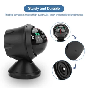 Car Compass Ball Navigation Direction Dashboard For Boat Vehicle Black - Picture 1 of 10