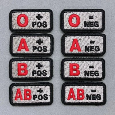 blood type patch solon silver black rim embroidered military tactical badge kit - Image 1 of 4