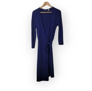 Ibex Women's Blue Wrap Long Sleeve Merino Wool Dress Medium - Picture 1 of 10
