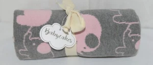 Babycakes 131309 Gris Rosa Elefante Manta 100 por ciento Algodón 36 por 30 - Imagen 1 de 5