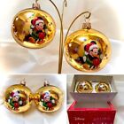 Set Of 8cm Glass Baubles Christmas Ornaments Mickey & Minnie