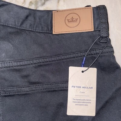 Peter Millar Crown Ultimate Satén Negro 5 Bolsillos Elástico Pantalones 34 NUEVO ME0B39 Foto 1 de 4