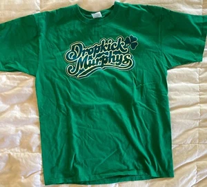 VTG 90s UNWORN NOS DROPKICK MURPHYS BAND LOGO T-SHIRT~GREEN~ANVIL LRG~SKA PUNK - Picture 1 of 4