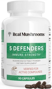 5 Defenders Capsules - Organic Mushroom Extract W/Chaga, Shiitake, Maitake, T... - Picture 1 of 1