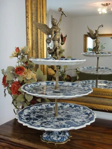 Luxus Etagere Porzellan Bronze Etagerie Antik Jugendstil Tortenständer Edel NEU - Bild 1 von 9