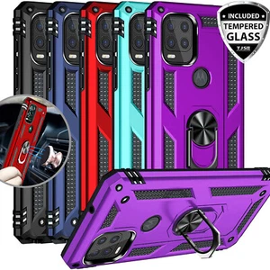For Motorola Moto G Stylus 5G 2021 Case Magnetic Metal Ring Stand+Tempered Glass - Picture 1 of 39