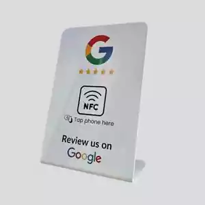 Supporto da tavolo NFC, recensione Google, schede di feedback in PVC - bianco - Foto 1 di 6