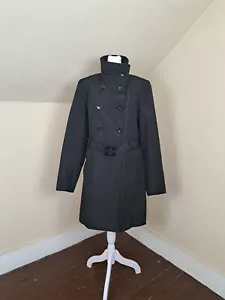 Andrew Marc New York Double Breasted Belted Black Trench Jacket Size L - Picture 1 of 13
