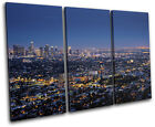 Los Angeles LA Night Skyline City TREBLE CANVAS WALL ART Picture Print