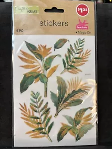 Crafter's Square, "Magic On" ,Permanent Stickers,Fern, leaves design,Green, gold - Picture 1 of 3