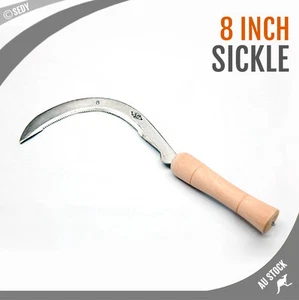BRAND NEW 8" REAPING HOOK SICKLE HOME GARDENING GARDEN FARM GRASS CUTTER - Picture 1 of 3