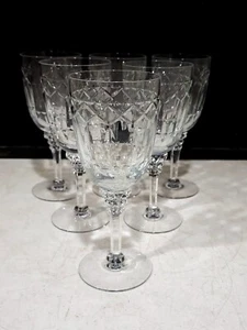 RARE- SET OF 6- Tiffin-Franciscan TUDOR Cut Crystal CLARET WINE Glasses Goblets - Picture 1 of 7
