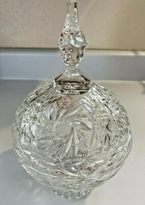 VTG Hand Cut 24% Lead Crystal Covered Candy Dish Pedestal Compote Germany - Picture 1 of 12