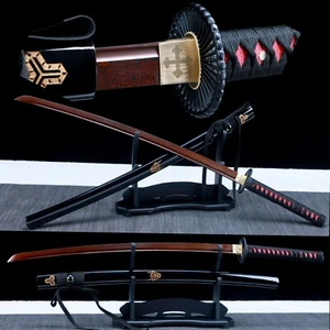 Damascus Folded Steel Red blade Japanese Samurai Katana Battle Ready Sharp - Picture 1 of 8