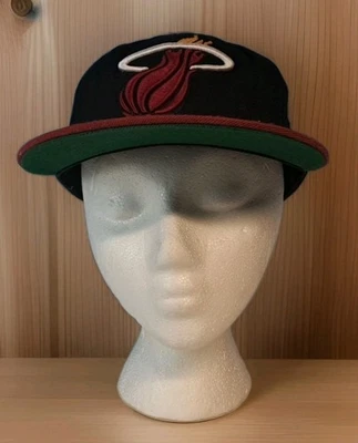Mitchell And Ness Fitted Ball Cap Miami Heat Size 7 1/8 - Image 1 of 4