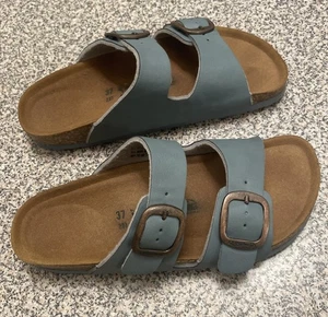 Aerothotic Orthotic Comfort Cork Sandals 37 US 7 Slip On Adjustable Steal Blue - Picture 1 of 10