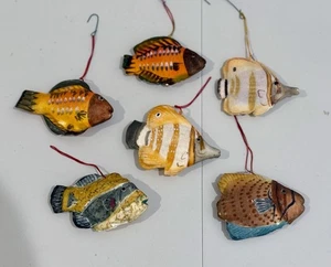 6er Set tropische Fische hängend Weihnachtsschmuck Papier auf Schaumstoff leicht - Bild 1 von 17