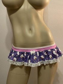 Sexy Hello Kitty Micro Mini Ruffle Skirt Lingerie Rave Exotic Dancer Stripper