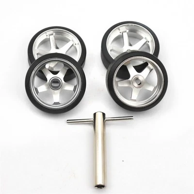 4Pcs For Wltoys K969 MINI-Z Series 1/28 RC Upgrade Drift Tyres Metal Wheel Trail - Photo 1/4