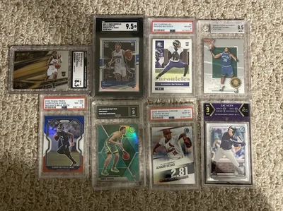 Lote de 8 tarjetas deportivas graduadas - mezcla PSA/BGS/RCG - tarjetas de novato baloncesto NFL MLB Foto 1 de 2