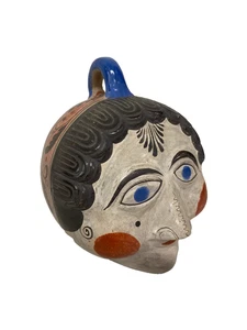 Mango de alcancía cara cerámica pintada a mano cabeza tonal mexicana - arte popular - Imagen 1 de 6