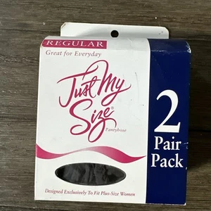 Just My Size Pantyhose Size 4X 2 Pairs Reinforced Toe NEW Off Black - Picture 1 of 5