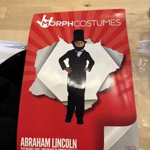 Boys Abraham Lincoln Costume + Hat Kids USA President Outfit Halloween Size M - Picture 1 of 4