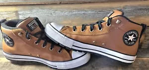Converse Chuck Taylor All Star Street Mid Brown Leather 166073C Mens 8 Women 10 - Picture 1 of 10