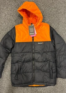 Barbour Hike Baffle Quilted Jacket "Juniors" Black/Orange XL - Picture 1 of 7