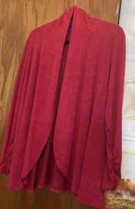 Apt. 9 Sweater Women M Red Open Front Cardigan Long Sleeves Comfort Classic - Picture 1 of 7