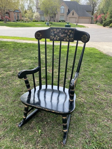 Ethan Allen Black Hitchcock Decorated “Child Size” Rocker Kids Rocking Chair Cover