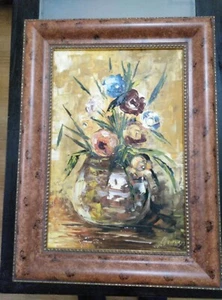 OLEO JARRÓN DE FLORES PINTADO POR ALONSO ENMARCADO EN MADERA 60X44,5 - Imagen 1 de 1