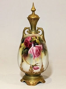 Jarrón antiguo Royal Worcester con rosas de John Flexman - Imagen 1 de 18