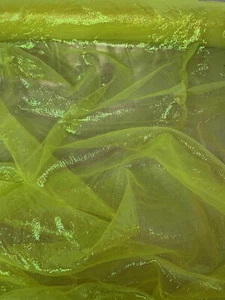 1 mtr neon yellow iridescent shiny crinkle organza fabric..45” wide (114cm) - Picture 1 of 5