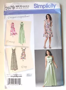 Vestido de día o noche con patrón de costura Simplicity 2579 2 longitudes talla 4 a 12 SIN CORTAR - Imagen 1 de 2