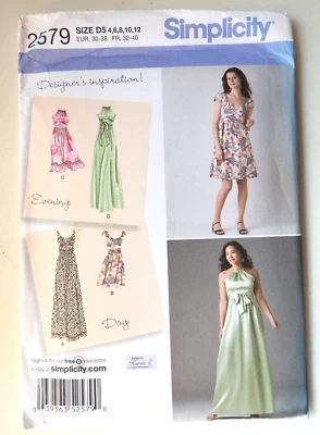 Simplicity 2579 sewing pattern  Day or Evening Dress  2 lengths sz 4 to 12 UNCUT - Image 1 of 2