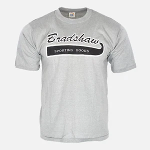 VTG Bradshaw 90's Sporting Goods Athletic Baseball Logo CalCru Adult Tee Shirt L - Picture 1 of 5