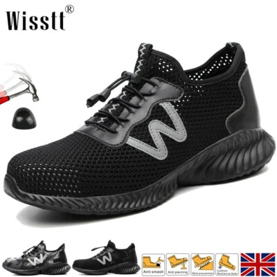 WISSTT Mens Hiking Steel Toe Cap Safety TrainersLace up Hiker Womens Shoes Work Boots